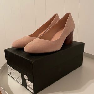 Brand New J. Crew Blush Pink Suede Midi Heel!
